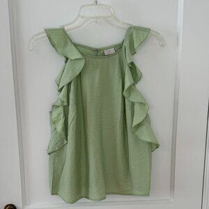 New Without Tags! Flirty green ruffled sleeveless top from A New Day - size S
